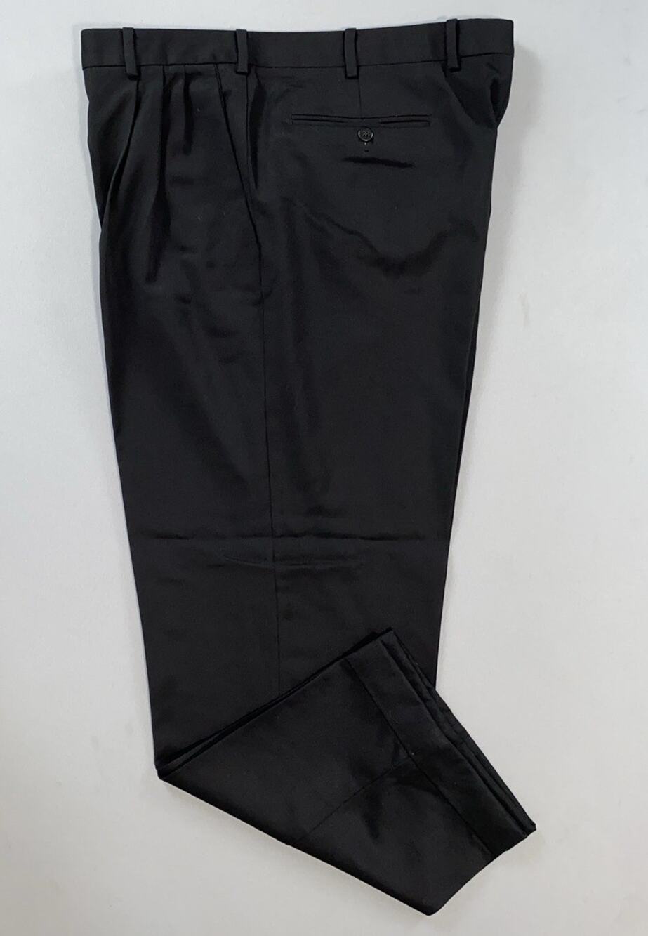Zanella Italy Alter Fit Pleated/Cuffed Wool Dress Pants, Slacks. Black, 38X28.